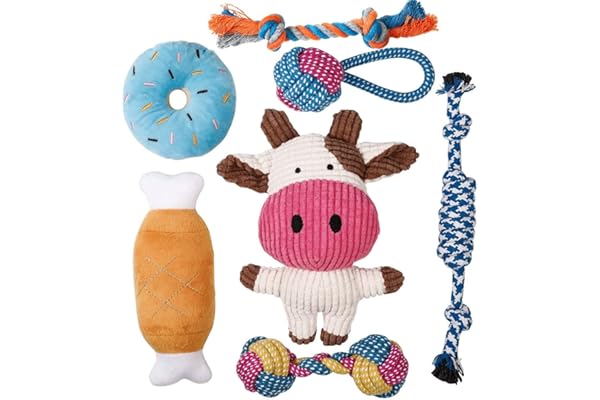 Toozey Juguetes para Perros, Juguetes para Cachorros, 7 Juguetes para Cachorros a Partir de 8 semanas, Juguetes interactivos para Perros para aburrimiento, Juguetes masticables para Perros pequeños y