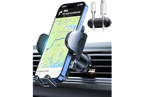 HTU [True Military-Grade] Car Phone Holder Air Vent 【2024 Strongest Clip】【Patent & Safety Certs】 Mobile Van Mount Automobile Cradle Car Accessories for iPhone 16 15 Pro Max 14 13 Samsung,Light Black