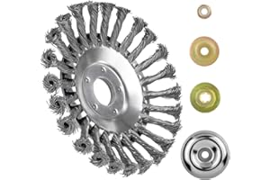 GAOMOENY Unkrautbürste Freischneider, Wildkrautbürste für Motorsense, 6" Profi Unkrautbürste für Rasentrimmer, 25 mm Bohrung Stahlbürste für Rasenmäher Bürste, Entfernung von Unkraut und Moos(6 Zoll)