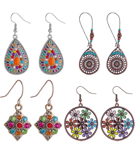 Orecchini A Goccia Boho Turchese Stella - Pendenti In Pietra Blu Con Gancio Argento, Gioielli Etnici Vintage Per Donna