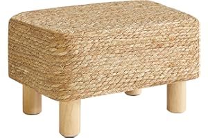 YMYNY 10.2'H Reposapies Salon Taburete Reposapiés Rectangular, Puf Escabel Reposapies de Seagrass Natural Tejido a tomana Mano, Mesa Auxiliar de Sofá para Salón Dormitorio,Natural HBD043N