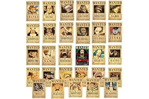 IOSCDH Lot de 29 posters d'anime recherchés par le prix de la tête, O-ne-Piece - Poster vintage recherché par les pirates - 40 cm x 28,5 cm