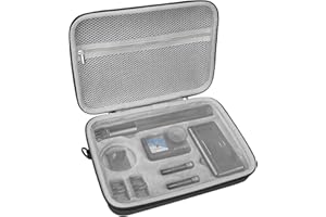Geekria Funda protectora para cámara de acción, compatible con cámara de acción DJI Osmo Action 5 Pro/4/3, bolsa de almacenamiento de viaje con almacenamiento de cables (gris oscuro)