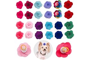 JpGdn 24 Pcs Dog Hair Bows Flowers with Rubber Bands Handmade Topknot Hair for Small Medium Puppy Doggies Kitten Cats Grooming Accessories
