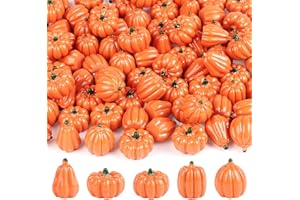 YiYa 90 Piezas Mini Decoraciones de Calabaza Decoración de Otoño Pequeña Calabaza Calabaza de Resina Interior para Rellenar Jarrones, Decoración de Otoño de Halloween