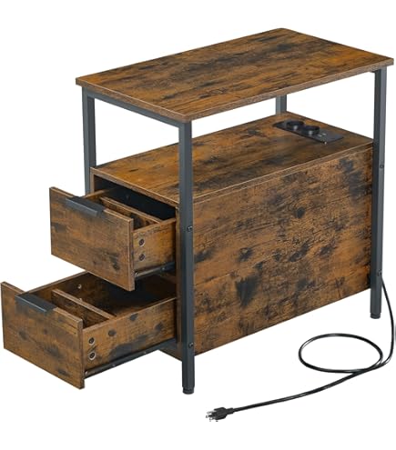 Nachtkastje - met lade - Bijzettafel met louvredeur - Industriële style