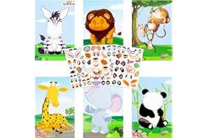 COLOFALLA 18 Pz Adesivi Animali Bambini Adesivi Creativi Adesivi Make a Face Sticker Ricompensa Adesivi Premio Bambini Scuola Regalo Compleanno Decorazioni Festa Giochi Artigianato Fai da Te (A)