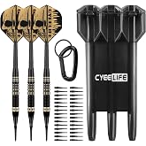 CyeeLife Soft Tip Darts with Free Carrying Case - Professional Plastic Tip with Brass Barrel + 3 Built-In Dart Fins and 30 Pl