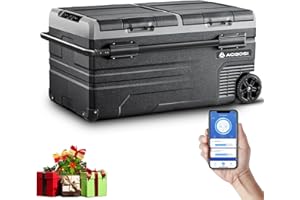 ‎AAOBOSI AAOBOSI 95L Kompressor Kühlbox Dual Zone, Kühlbox Auto Mit WIFI-APP-Steuerung USB-Anschluss, 12/24 V und 100-240 V kompressorkühlbox -20°C bis 20°C für Auto, Lkw, Boot, Reisemobil, Camping, Doppeltür