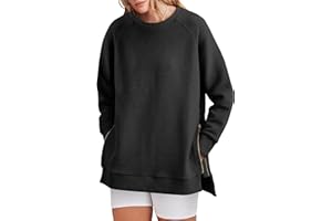 Cuptacc Felpa Donna Oversize Manica Lunga Girocollo Maglia Donna con Zip Casual Tinta Unita Pullover Donna Autunno