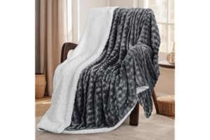 RUIKASI Manta Cama Invierno para Cama 90/135, Sherpa Franela Reversible de Borreguito, Suave al Tacto, Cálida y Transpirable para Sofá o Dormitorio (Gris, 150 x 200 cm)