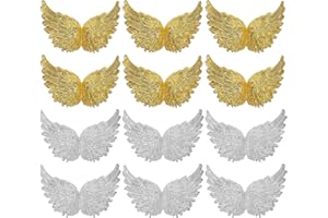 ‎GADPIPARTY Gadpiparty 24 Stück Glitzer- Engelsflügel zum Basteln Mini- 3D- Flügel Aufnäher Kuchendekoration zum Basteln Kostüm Rucksackzubehör Weihnachtsdekoration Requisiten (Golden Silber).