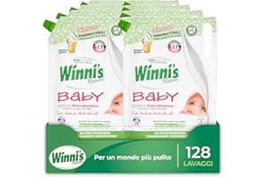 Winni's - Detersivo Lavatrice Baby Ipoallergenico in Ecoformato, 134 lavaggi, con Smacchianti Naturali da Biofermentazione e Materie Prime di Origine Vegetale, 800 ml x 8 Confezioni