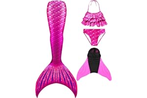 DNFUN dziewczęcy ogon syreny do pływania z płetwą syreny - księżniczka cosplay strój kąpielowy płetwa syreny do pływania