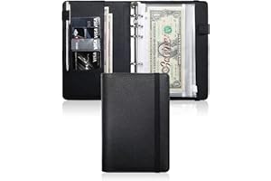 ‎MYMAZN Mymazn Budget Planner A6, Haushaltsbuch Budget Binder Budgetplaner A6 PU Leder Geld Organizer Sparen, Cash Stuffing Haushaltsbuch mit Geldfacher, Budgetplaner Sparbuch (Schwarz)