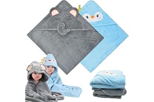 FZSECRIU 2 Stück Kapuzenhandtuch Baby 80 x 80 cm,Badeponcho Baby Handtuch Kapuze,Babyhandtuch mit Kapuze,Bademantel Baby Badetuch Personalisiert,Towel Newborn Geschenk,Badehandtücher Handtücher für Neugeborene