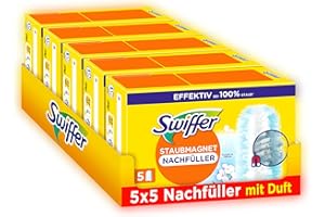 ‎SWIFFER Swiffer Staubmagnet Nachfüllpackung, 25 Tücher (5×5) mit Febreze-Duft, Fängt Und Schließt 3-mal Mehr Staub Und Haare Ein Als Herkömmliche Staubwedel