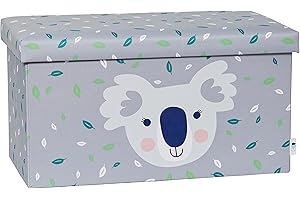 LOVE !T STORE !T LOVE IT STORE IT - Cassapanca Portaoggetti Bambini - Baule Per Giocattoli 2 Scomparti - Tessuto Ultra Resistente - Pieghevole - Rinforzi In Legno - Extra Large 65x35x35cm - Fantasia A Koala In Grigio