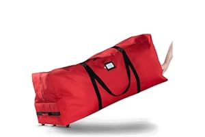 ZOBER Heavy-Duty Jumbo Christmas Tree Storage Bag with Wheels - Fits 9 FT. Tall Artificial Xmas Trees, Sturdy Handles & Interior Buckle Straps- Waterproof, Tear Proof 600D Oxford Xmas Bag- 5 Year Warranty