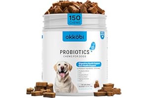 OKKÖBI Probiotics for Dogs Chews 150PCs - US Formula with Dog Probiotics, Enzymes & Natural Ingredients - Digestive, Gut Health & Diarrhea Support - Chicken