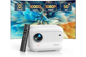 Mini Proyector,【Enfoque Eléctrico】18000 Lúmenes YABER Proyector Portátil 5G WiFi Bluetooth 5.2 Full HD 1080P Soporte, Proyector Móvil Cine en Casa Exterior 200'' para iOS/Android/TV Stick/PS5/HDMI/USB