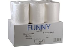 Funny Handtuchrolle mit Spezialkern, für Markenfreie Spendersysteme, 2 lagig hochweiß, 24 cm, circa 140 m, 5er Kern, 1er Pack (1 x 6 Stück)