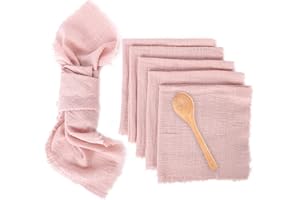 ELBOURN Fringe Cloth Napkin Set of 6, Table Cloth Napkins, Linen Cloth Napkins 42 x 42 cm Cotton Napkins for Dinner, Daily Use, Wedding & Parties