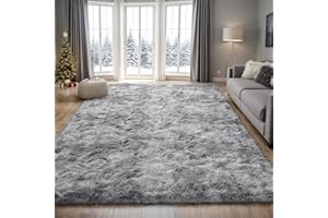Uryedo Homeware Rugs Living Room Large Soft Touch Rug Area Rugs for Bedroom Anti Slip Modern Super Soft Thick Pile Fluffy Shaggy Rug Non Shedding(120x180 cm)-Light Grey