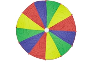 Relaxdays Jeu pour Enfants, XXL, Parachute avec 12 poignées, Design Arc-en-Ciel, diamètre 6 m, extérieur, Multicolore