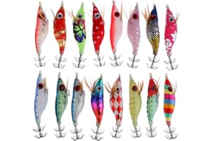 YFPICO 10pcs Turlutte Leurre Squid jig Flottante pour la Pêche des Pieuvre,Seiches et Calamar