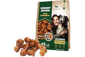 BELOVED PETS Dog Treats Peanut Butter Bones with Cranberry & Rawhide Free Chew 300 Gr - Pet Natural Mini & Big Snacks Healthy Collagen & Bulk Best Chews for Small & Large Dogs