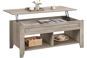 Yaheetech Tavolino da Caffè Sollevabile Tavolo da Soggiorno Elevabile Tavolino Basso da Salotto 104,5 x 49,5 x 49-62 cm Tavolino da Divano Portaoggetti con Ripiano Spazioso Grigio