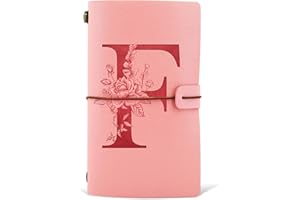 HSDSH Diario in Pelle PU iniziale, Taccuino Diario di Viaggio, Rosa Quaderno Scrittura Appunti Agenda, Compleanno Natale Regalo per Donna Ragazze Amica Studenti Sorella Collega Maestre Rosa(F)
