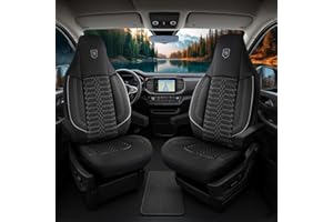 GIOVANNI BUTTI Housses de siège de voiture universelles pour camping-car et caravane - Housses de sièges avant en tissu Lacoste, noir/gris, compatible avec airbag, coussin de siège, housse de