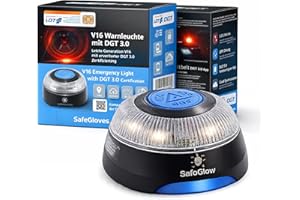 SAFEGLOW V16 DGT Emergency Warning Light - Warning Triangle - Breakdown Triangle Mandatory from 2026 in Spain - for Cars & Motorcycles (V16 Light with SIM - DGT 3.0)