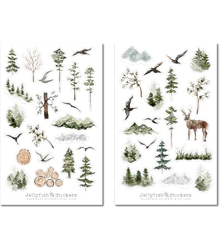 30x Outdoor Camping & Nature Motif Sticker Set – Matt Finish, Stickerbomb Style
