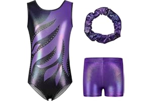 Hovershoes Gymnastics Leotards for Girls, Leotards for Girls Gymnastics, Sparkle Dancing Sleeveless Bodysuit Girls Ballet Gymnastics Shorts Practice Jumpsuit for 5-14 Years Kids Teens Youth Girl