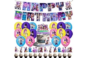 RIMTPUZ KOP Hunter Décoration Anniversaire Enfant Garçon Fille – Set Fête Anime avec Ballons, Bannière Joyeux Anniversaire et Cake Toppers