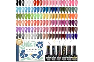 ‎VANREESA VANREESA U V Nagellack Set, 50 Stück Gel Nagellack Set mit Unterlack und Überlack 45 Farben Maniküre Starterset Rosa Lila Schwarz Gelnägel Kit Soak off Gel Nail Polish Geschenk für Frauen