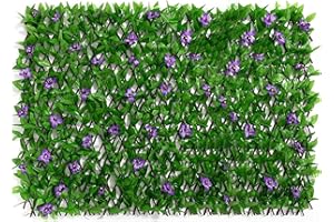 leryveo Seto artificial Planta de pared extensible - Panel de cobertura, pantalla de privacidad verde falsa, fondo de cobertura para jardín, cerca, patio trasero y decoración Leryveo