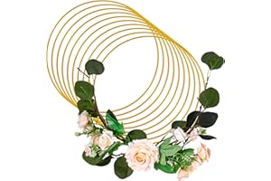 Niboken Metal Floral Corona de Aro de Macramé 25cm Grande Oro Anillos para Bricolaje Macramé Hacer Corona de Navidad, Decoración de Corona de Boda y Atrapasueños (12 Piezas)