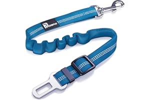 PETZANA Dog Seat Belt for Car - Adjustable Dog Car Safety Harness, Elastic Anti shock Dog Seat Belt. (Blue)