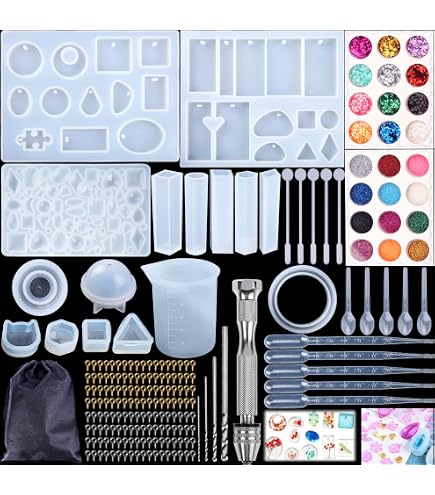 LATRAT Silikonharz-Gießformen Set – 30-teilig Mit Anhänger-Tabletts | Für Schmuck, Epoxidharz & DIY