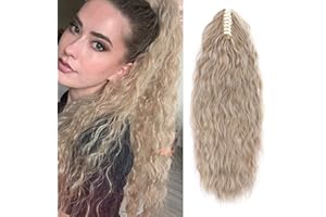 MY-LADY 24inch Long Corn Curly Wave Ponytail Extension Synthetic Claw Ponytail Clip in Jaw Claw Hair Extensions Hairpieces for Women Sandy Blonde mix Bleach Blonde