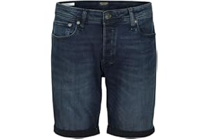 JACK & JONES Jeans Shorts Herren Stretch Kurz Regular Fit JJIRICK Kurze Hosen Bermuda Shorts Sommer Denim Einfarbig Schwarz Blau S M L XL XXL