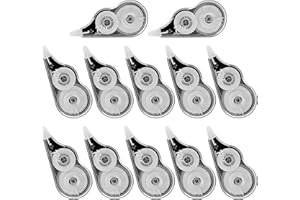 Xpieoyrm 12 Piezas Cintas Correctoras, 12m x 5 mm Cinta Correctora Roller, Corrector Escritura con Capuchón Protector, Set Cintas Correctoras para Material Escolar y Papeleria Oficina