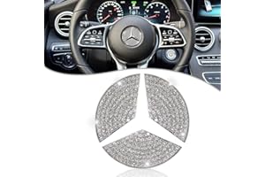 LBSAMP Bling Crystal Lenkrad Emblem 49mm Kompatibel mit Mercedes-Benz Glitzer Emblem Lenkrad Aufkleber Crystal Car Interior Lenkrad Logo Dekor für Mercedes-Benz A E S CLA CLS GLA GLB GLC GLE GLS SL Klasse