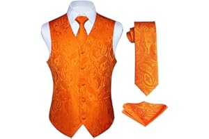 Enlision Hommes Gilets Paisley Gilet de mariage Cravate Poche Carré Floral Jacquard Costume de fête Ensemble Gilet
