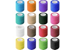 Soodyoow 16 rullar kohesivt bandage, 5 cm x 4,5 m bandage självhäftande bandage sport tape, elastisk självhäftande vattentät