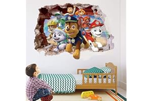 Shengruili Adesivi da Parete Paw Patrol,Adesivi Muro Paw Patrol,Adesivi Murali 3D Stickers,Paw Patrol Adesivi Murali,per Armadio Cameretta Adesivi Bambini